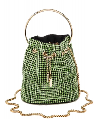 Rhinestone Iconic Bucket Swing Clutch Bag 8011 LIGHT GREEN